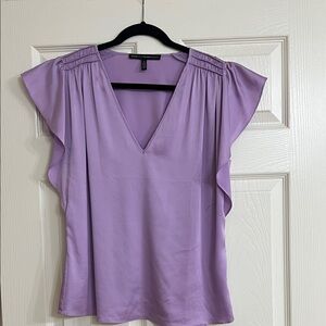 White House Black Market Lilac Flutter Sleeve Blouse